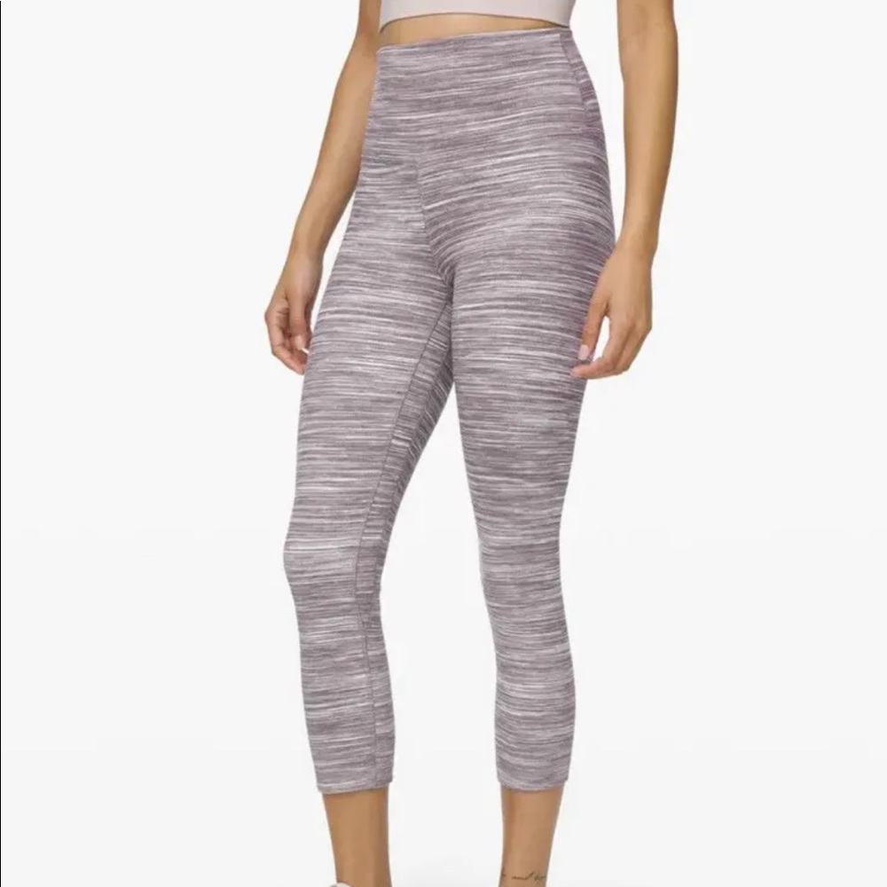 Lululemon Align Crop 21” Mini Space Dye Herringbone Jacquad Blk Cherry White 4